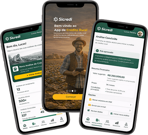 Tela da plataforma de análise de crédito rural integrado